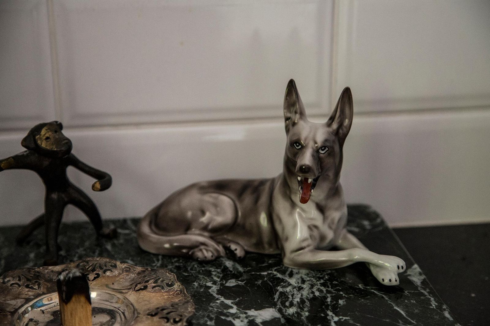 Midcentury Gray Shepherd Ceramic Dog Sculpture, Europe, 1960s photo Art