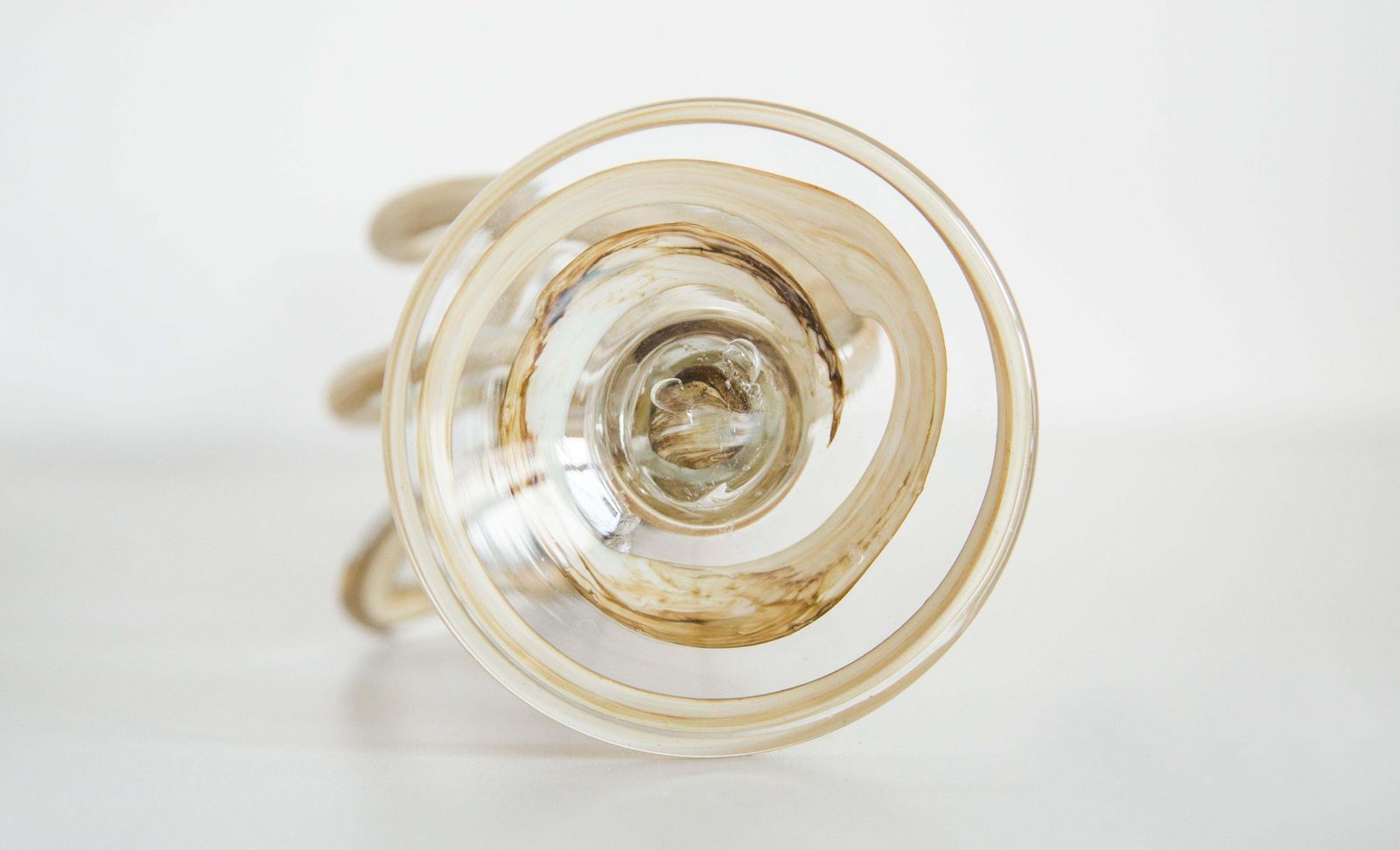 photo for sale Mid Century Vintage Sand Beige Artistic Glass Vase, Candlestick, Europe, 1970s