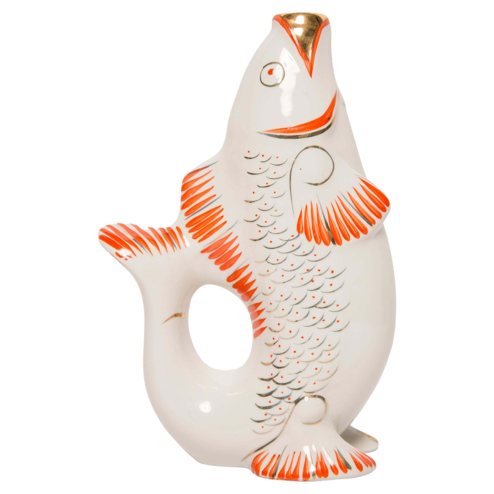 White Fish Glass Decanter Or Vase, 20th Century, Europe, 1960s