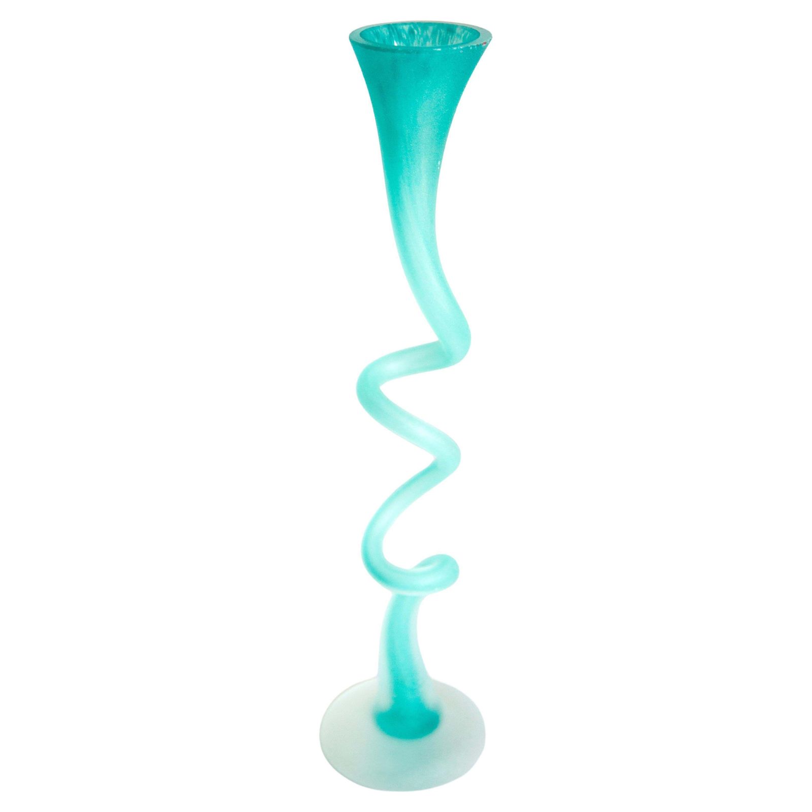 Mid Century Big Acqua Green Twisted Vase, Europe, 1960s