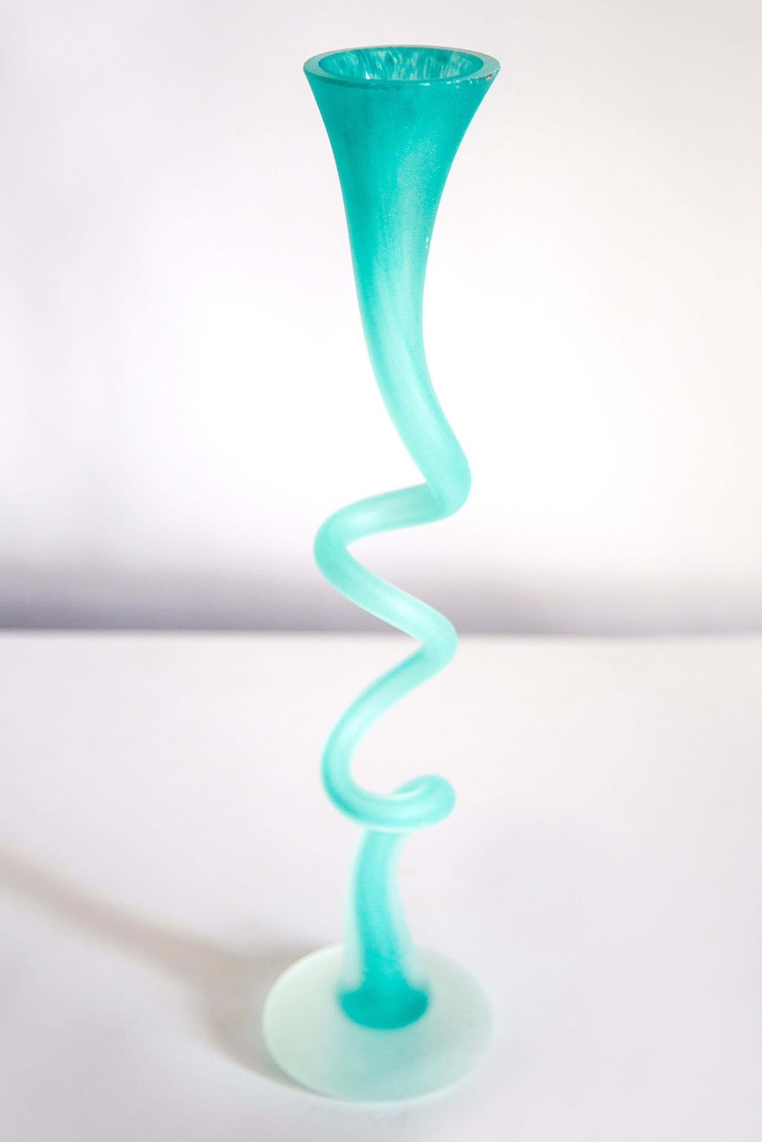 Mid Century Big Acqua Green Twisted Vase, Europe, 1960s photo vinterior