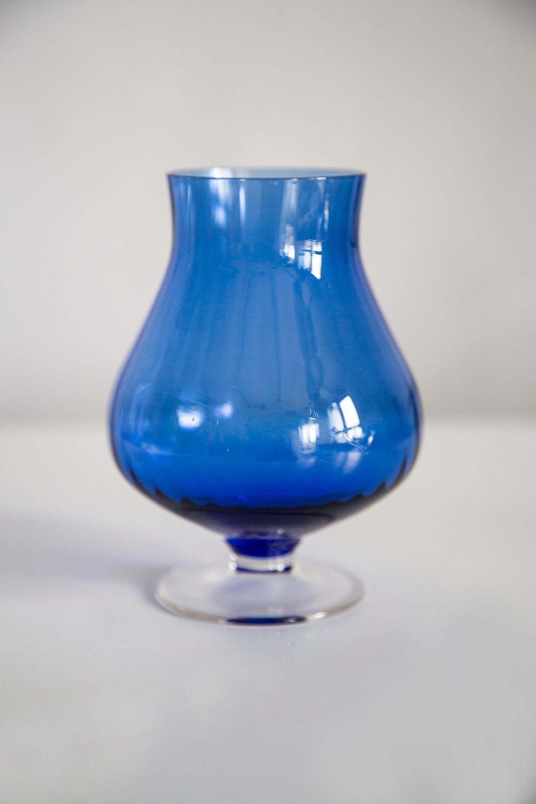 Mid Century Vintage Small Blue Crystal Vase, 20th Century, Europe, 1960s photo vinterior