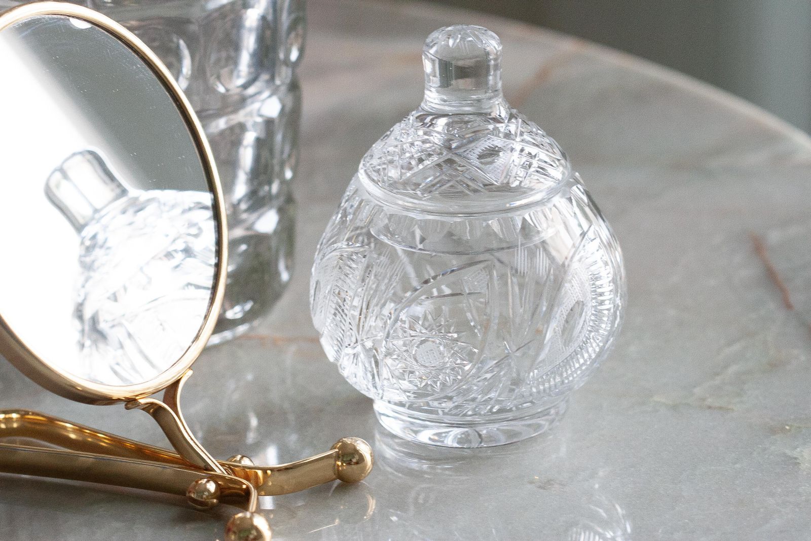 photo vinterior Mid Century Vintage Transparent Crystal Glass Sugar Bowl, Italy, 1960s