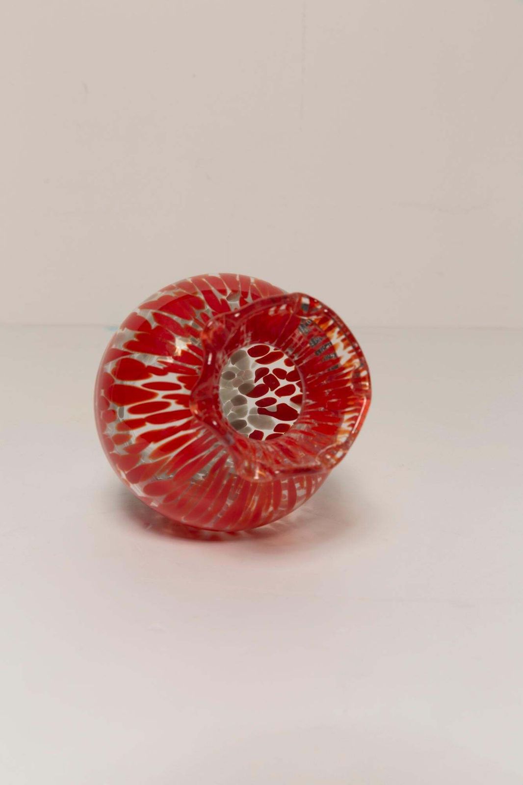 photo for sale Midcentury Vintage Red And Gray Dots Murano Vase, Italy, 1960s