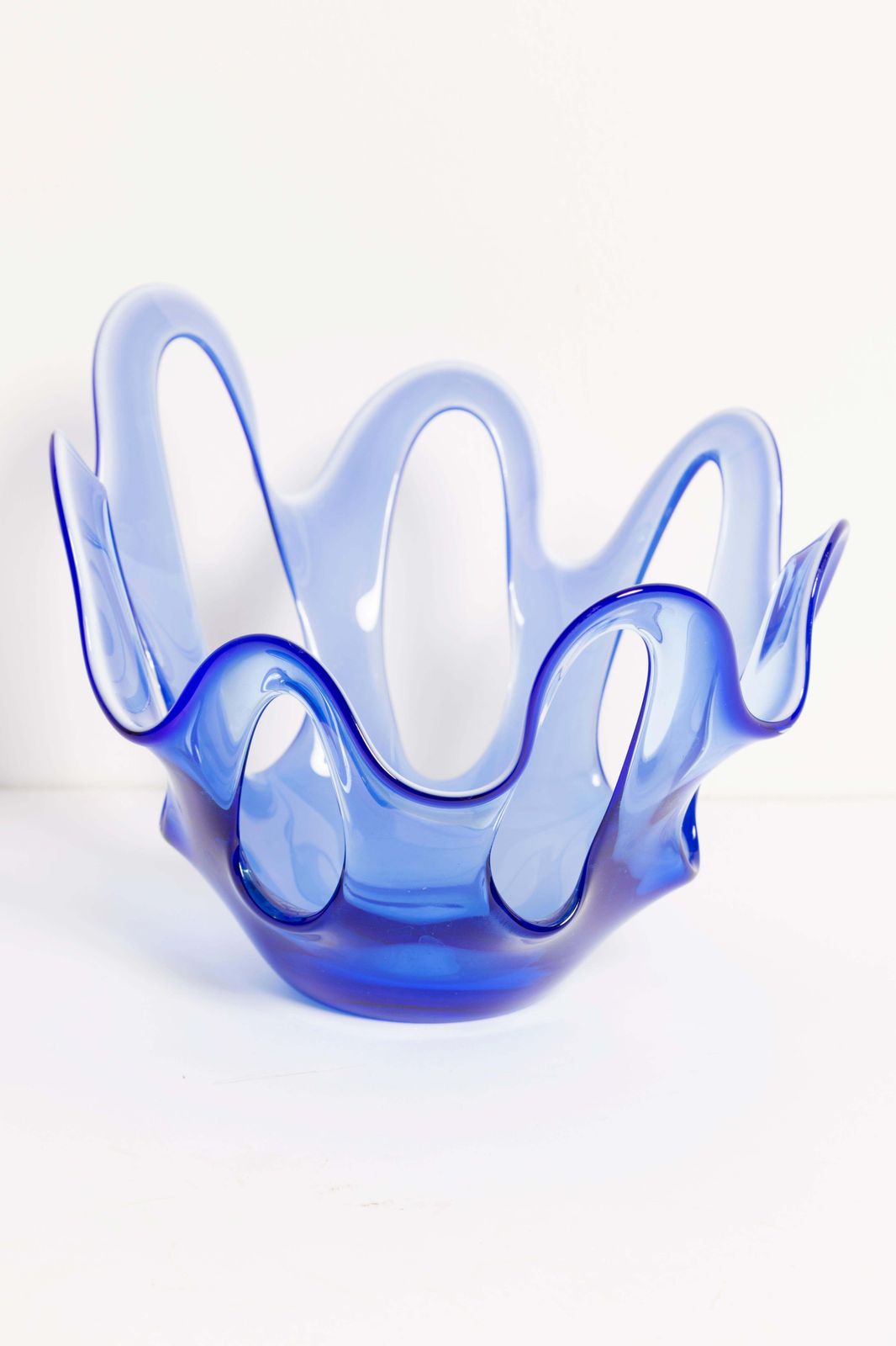 Midcentury Blue Vase Candlestick, Europe, Poland, 1960s photo vintage