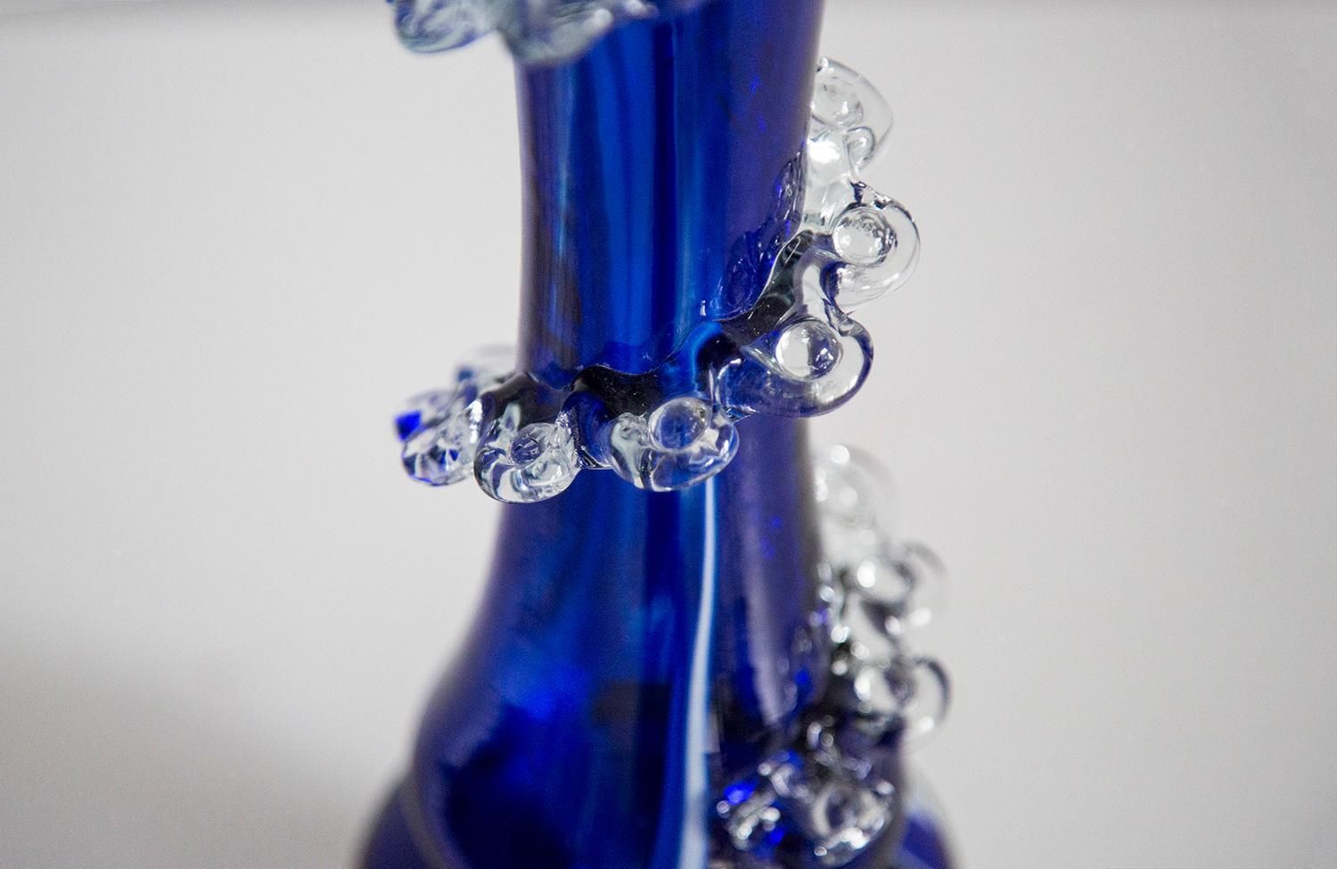 Mid Century Vintage Artistic Glass Dark Blue Vase, Europe, 1970s photo buy