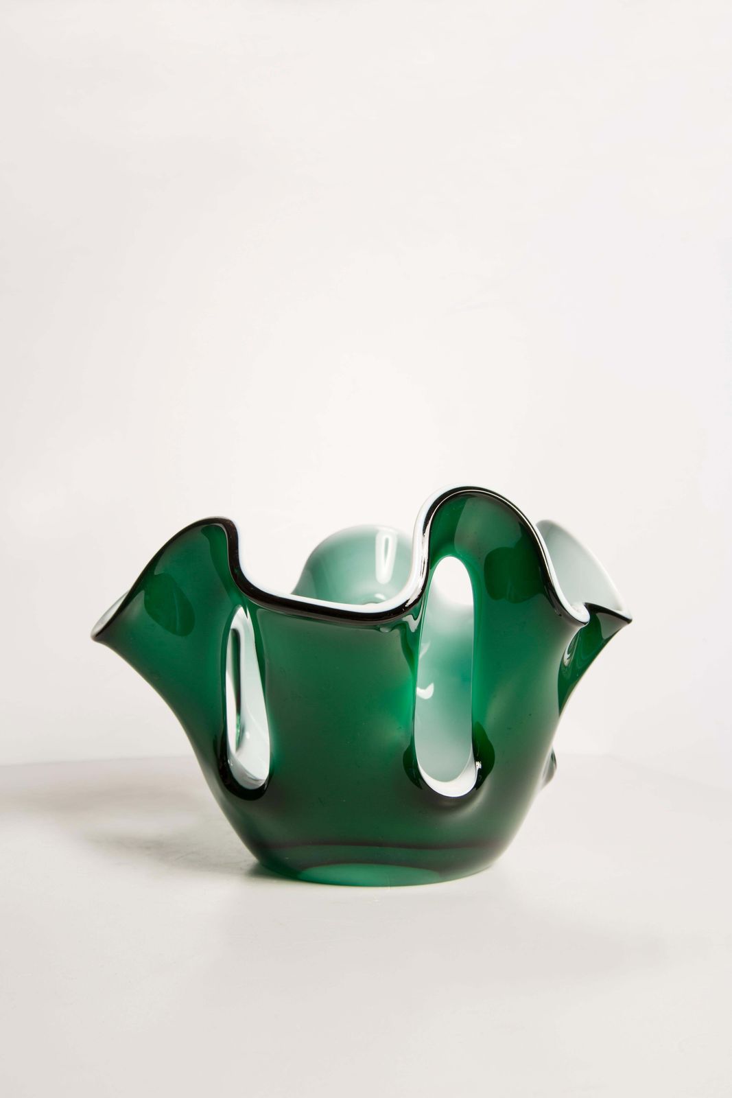Mid Century Green And White Vase Artistic Bowl Candlestick, Europe, 1960s photo vinterior