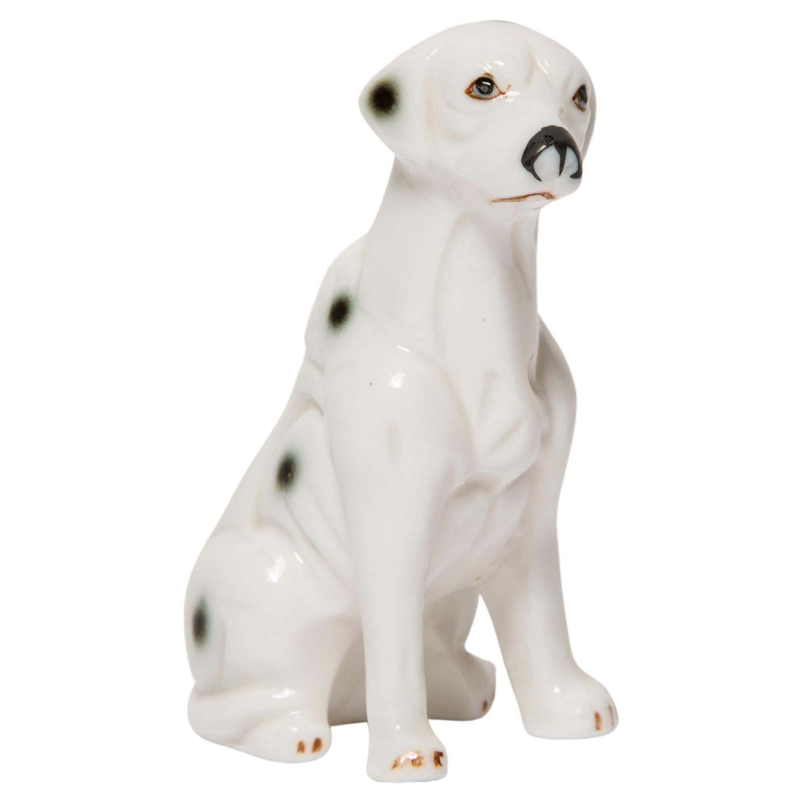 Miniatuur sculptuur van een witte Dalmatische hond, keramiek, Italië, jaren 1960