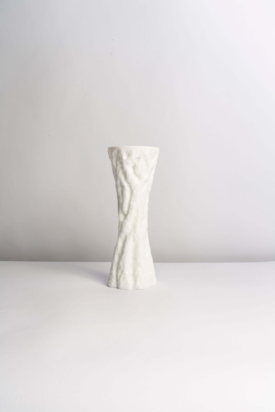 Mid Century Vintage White Ingrid Glass Vase Rock Crystal, Germany, 1970s photo furniture