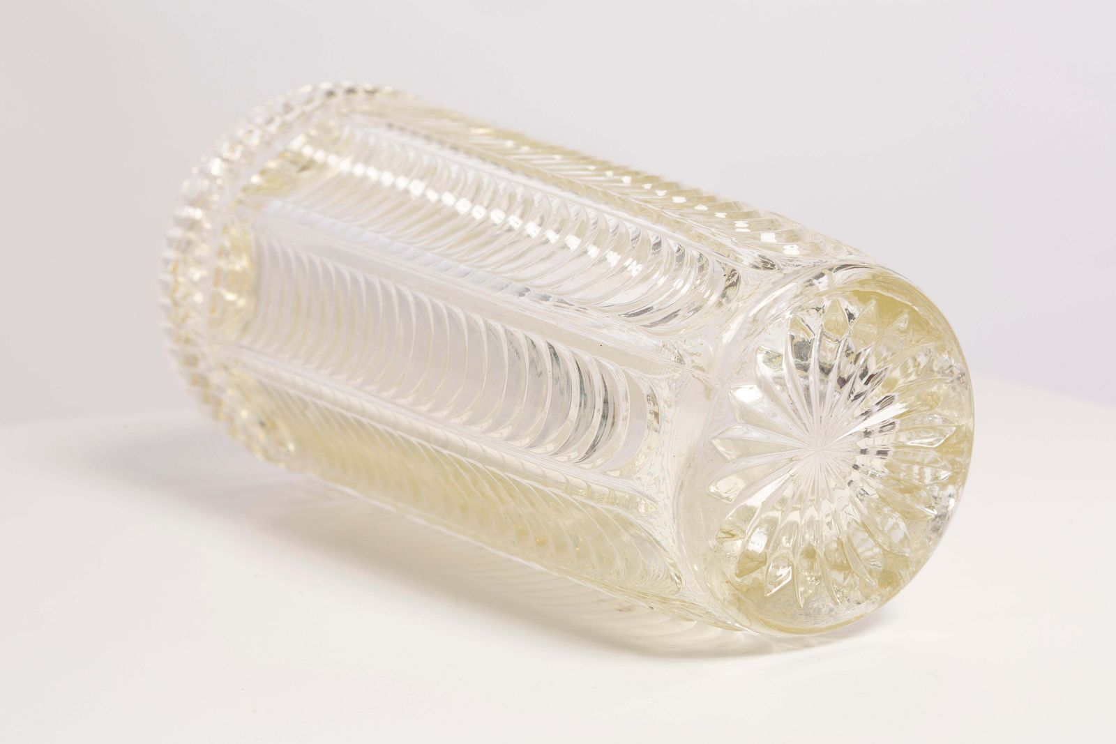 Mid Century Crystal Transparent Vase, Italy, 1960s photo vintage