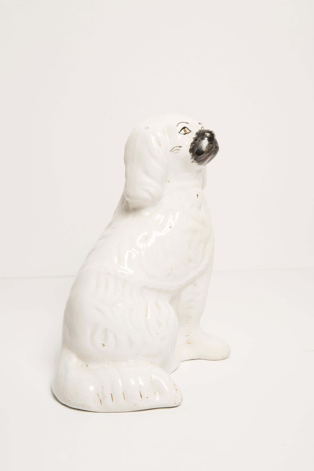 photo furniture Mid Century White Spaniel Dog Sculpture Staffordshire England, 1960s