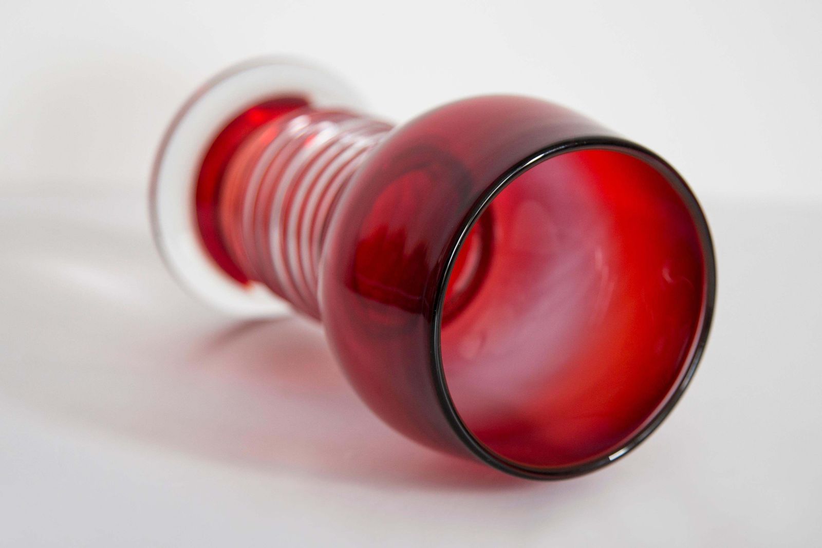 Mid Century Vintage Artistic Glass Red Vase, Tarnowiec, Sulczan, Europe, 1970s photo buy