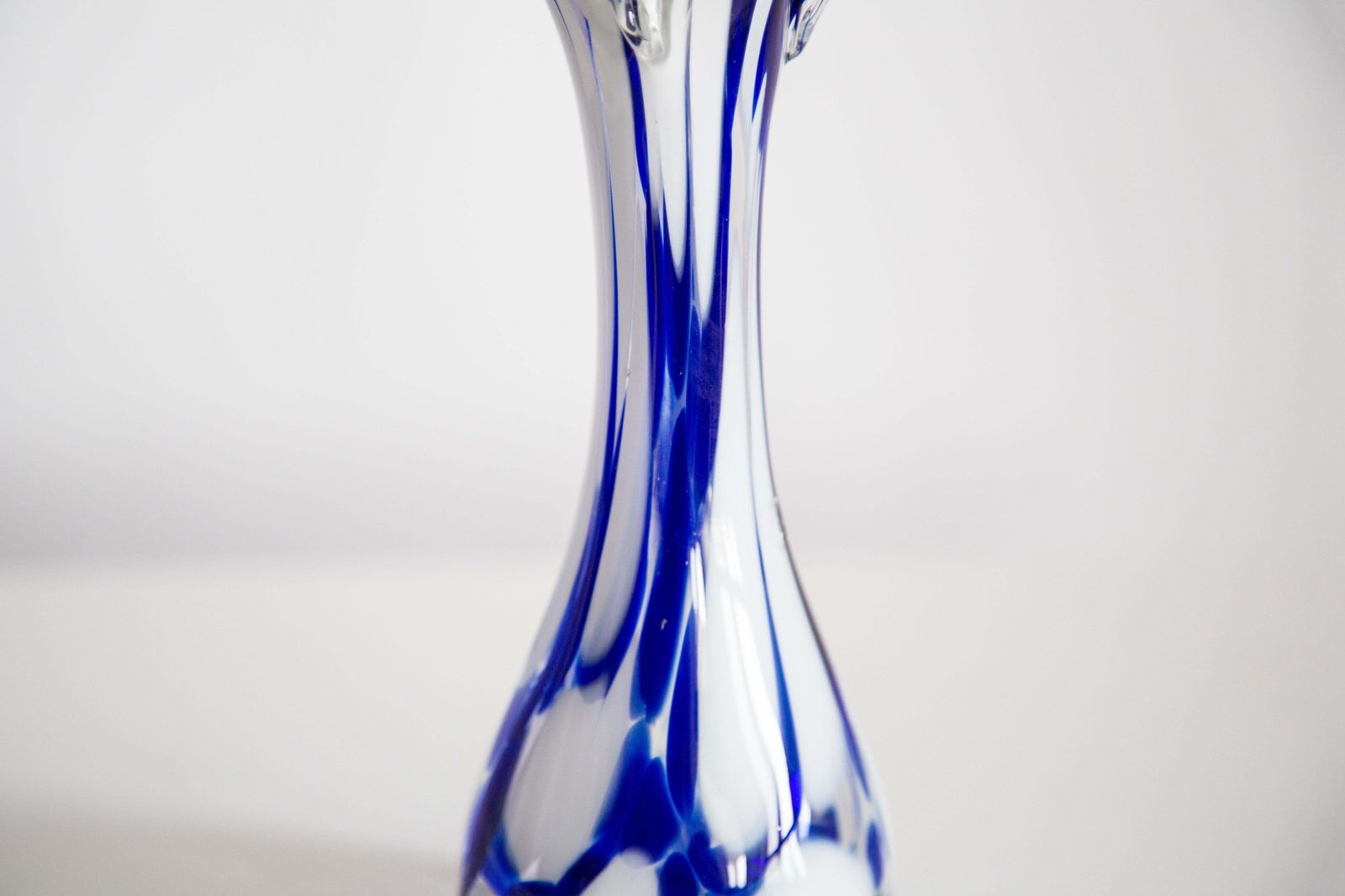 photo furniture Mid Century Vintage Artistic Glass White And Blue Vase, Europe, 1970s