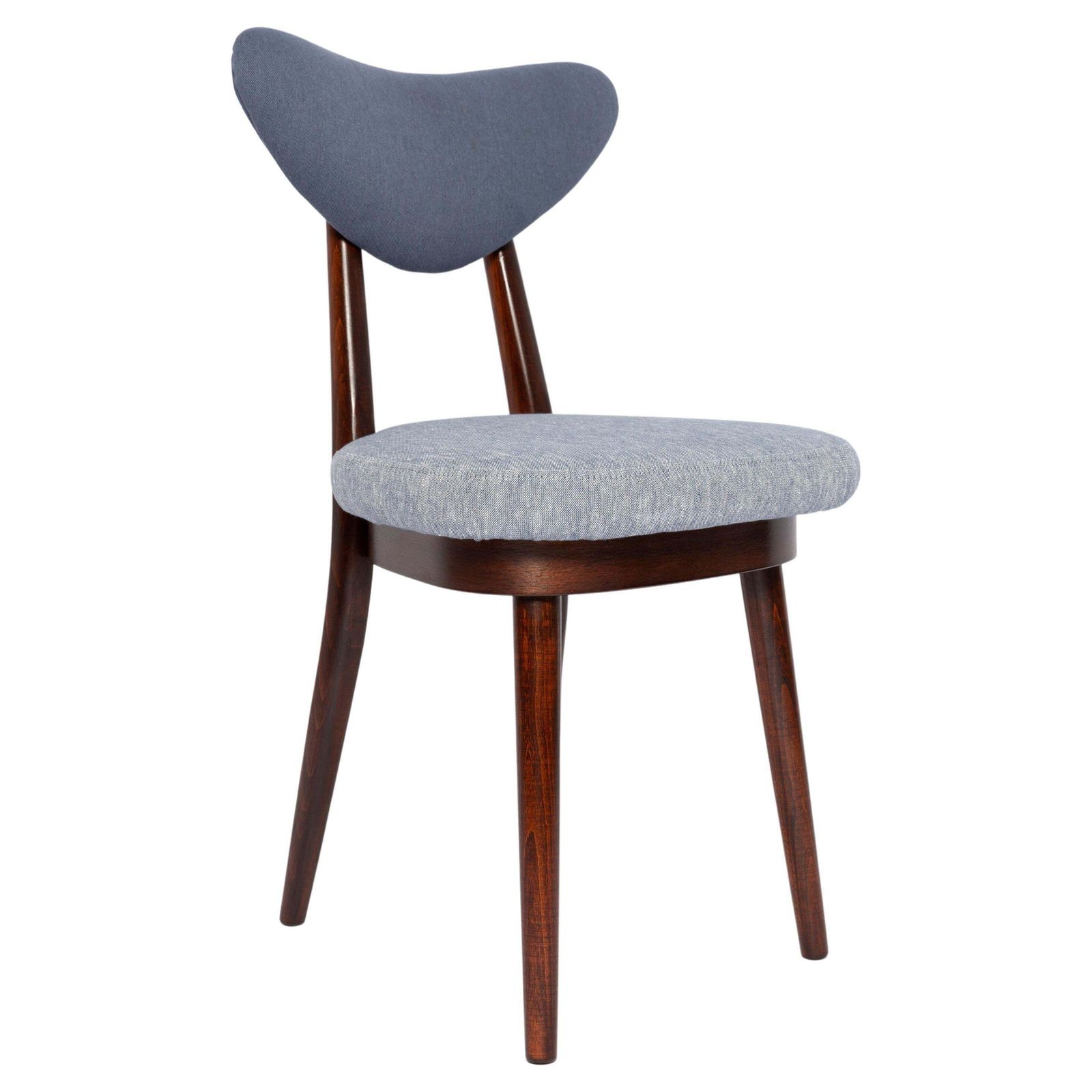 Midcentury Light And Medium Blue Denim Heart Chair, Europe, 1960s