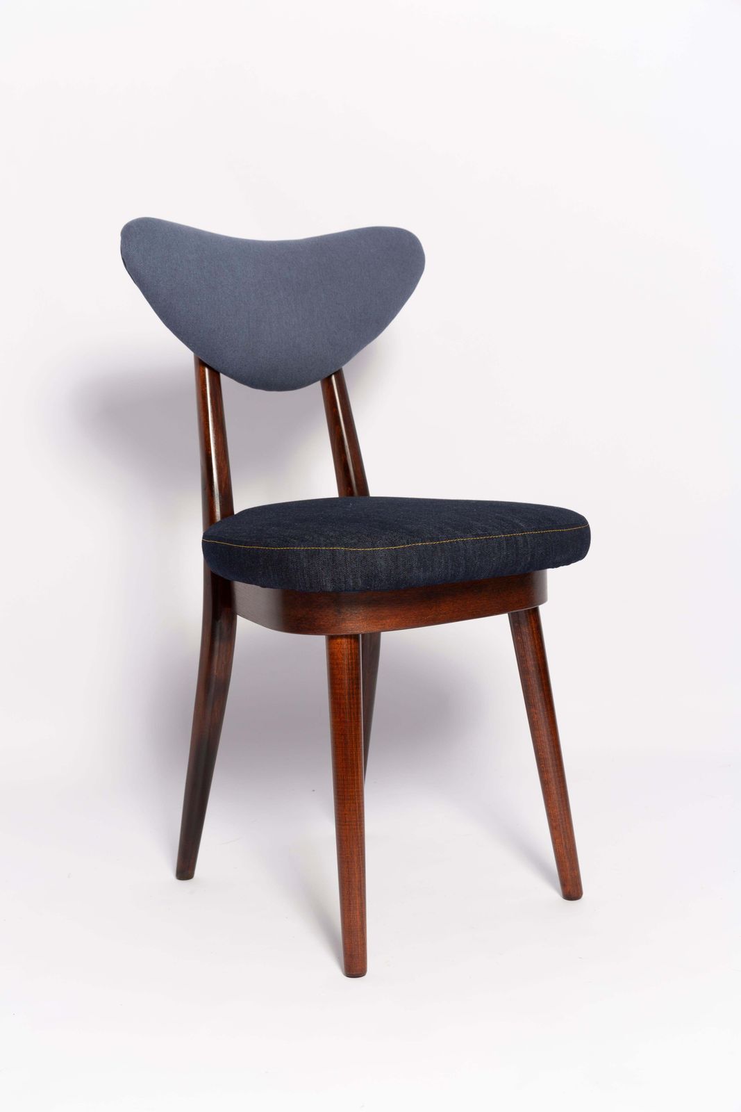 Midcentury Medium And Dark Blue Denim Heart Chair, Europe, 1960s photo 425.0