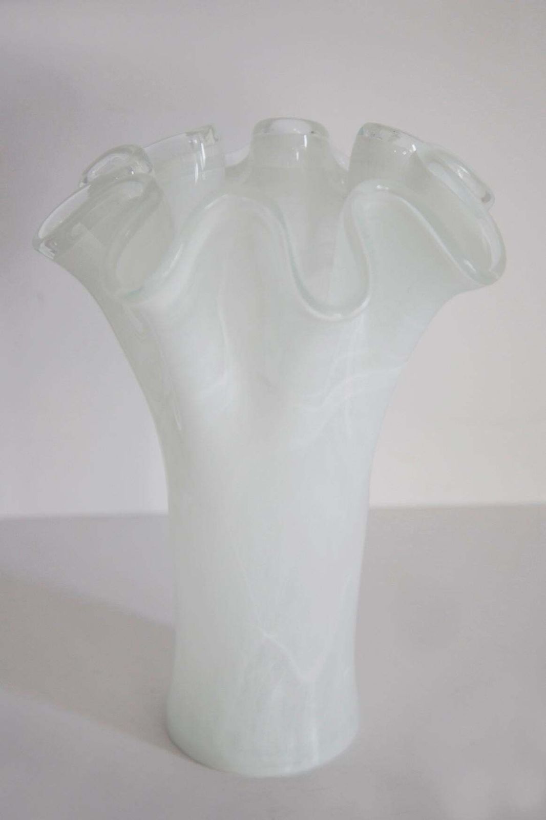 Mid Century Vintage White Murano Glass Vase, Italy, 2000s photo 211.0