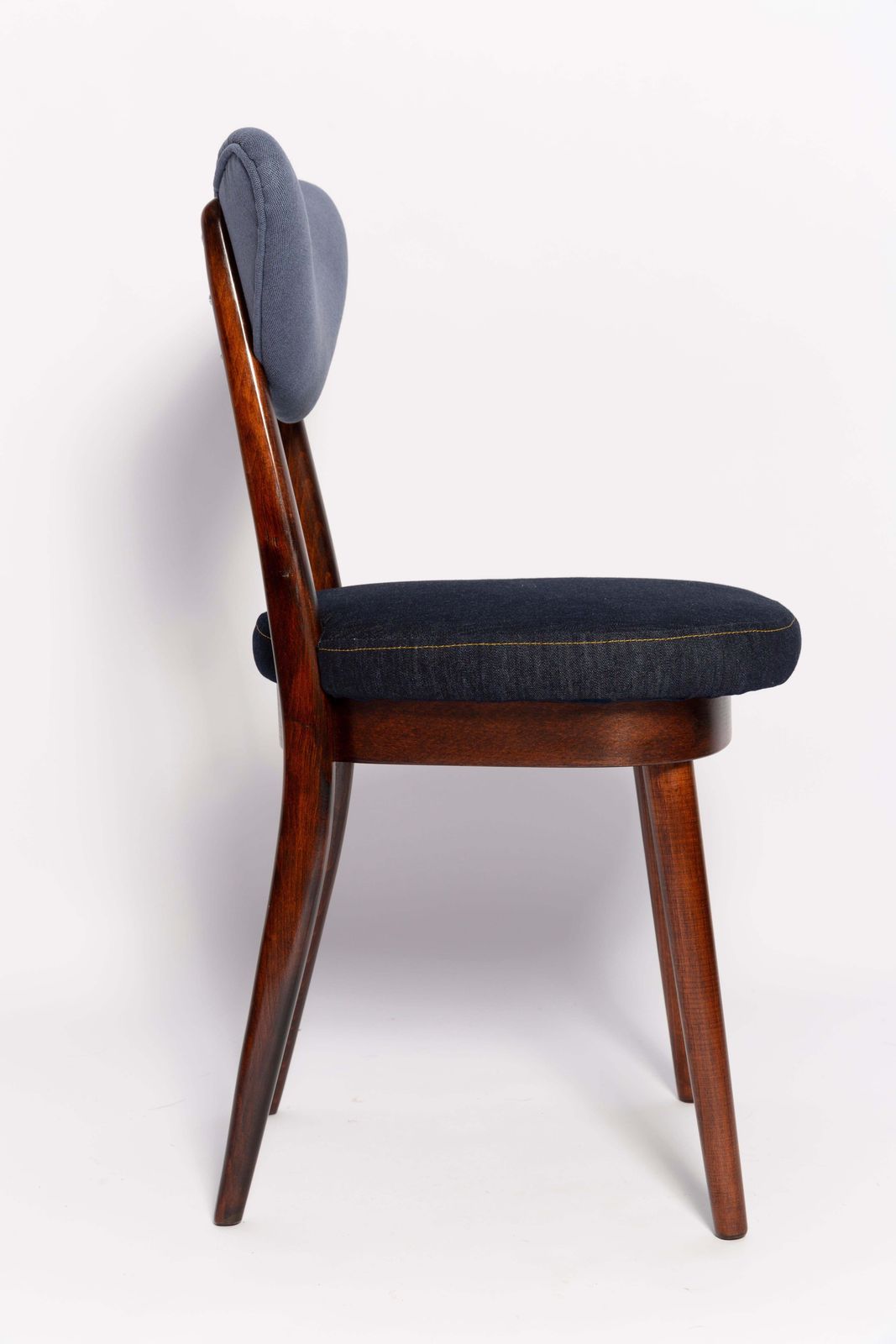 Midcentury Medium And Dark Blue Denim Heart Chair, Europe, 1960s photo buy