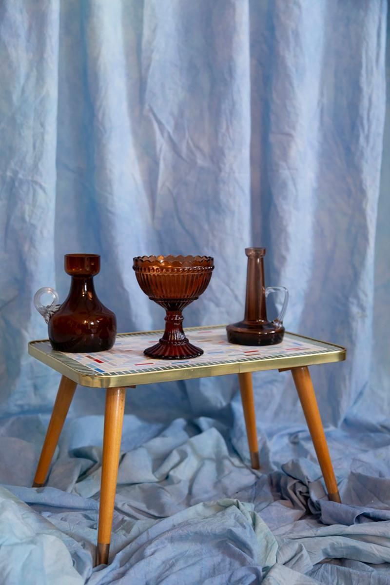 Mid Century Vintage Artistic Glass Brown Vase, Tarnowiec, Europe, 1970s photo furniture