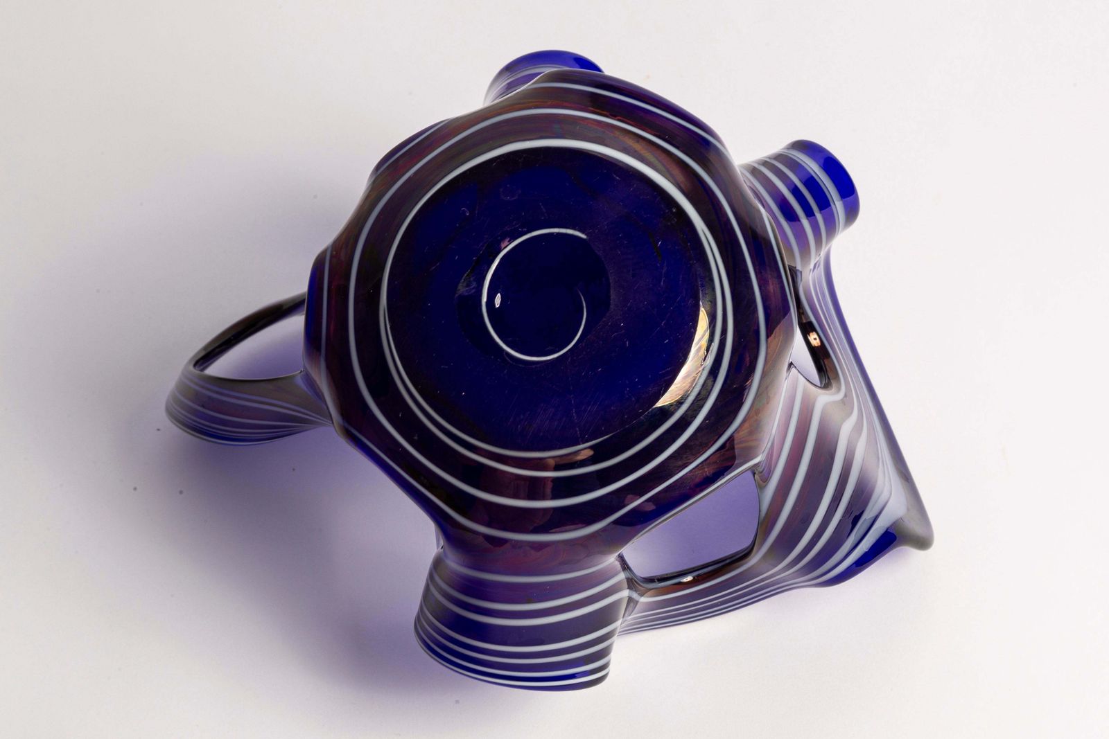 Mid Century Vintage Blue And White Artistic Glass Vase, Europe, 1970s photo vintage