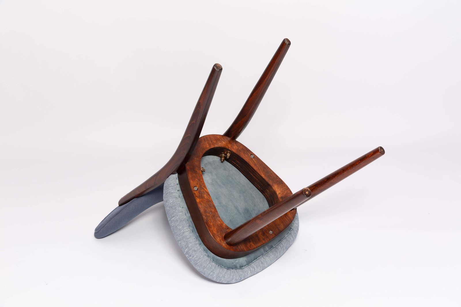 Furniture Midcentury Light And Medium Blue Denim Heart Chair, Europe, 1960s photo