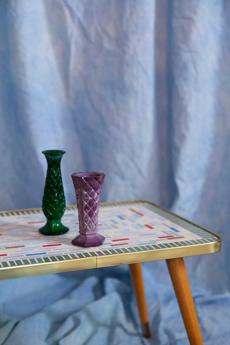 Set Van Twee Mid Century Artistieke Miniatuurvazen In Groen En Paars, Europa, Jaren 1960 photo vinterior