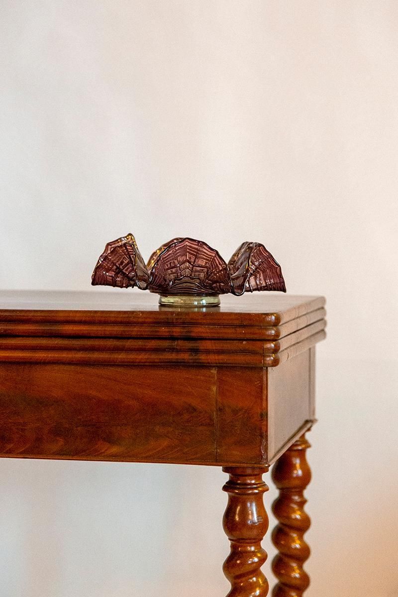 Mid Century Purple Vase Artistic Bowl Candlestick With Frill, Europe, 1960s photo for sale