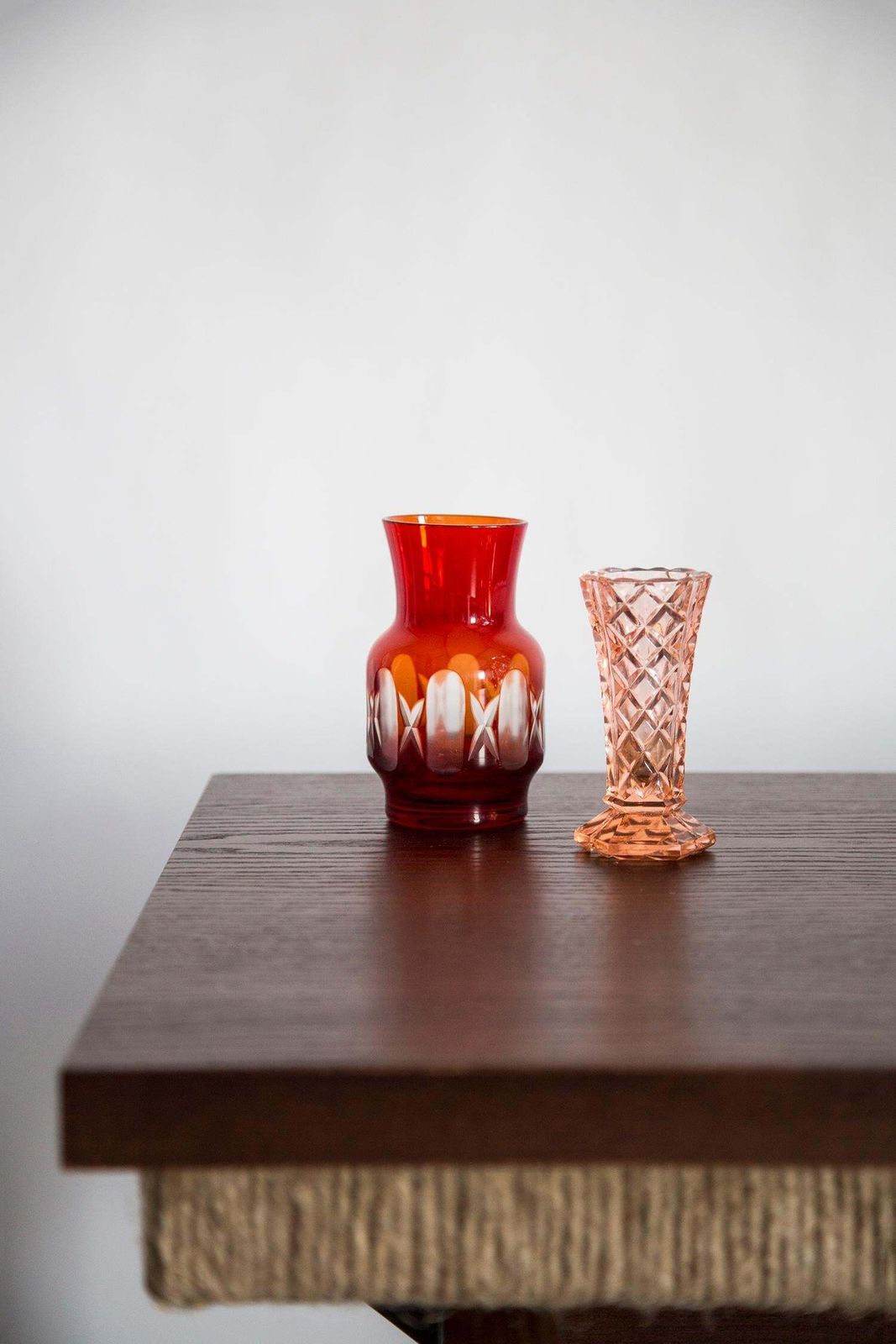Mid Century Vintage Small Red Crystal Vase, 20th Century, Europe, 1960s photo 68.0