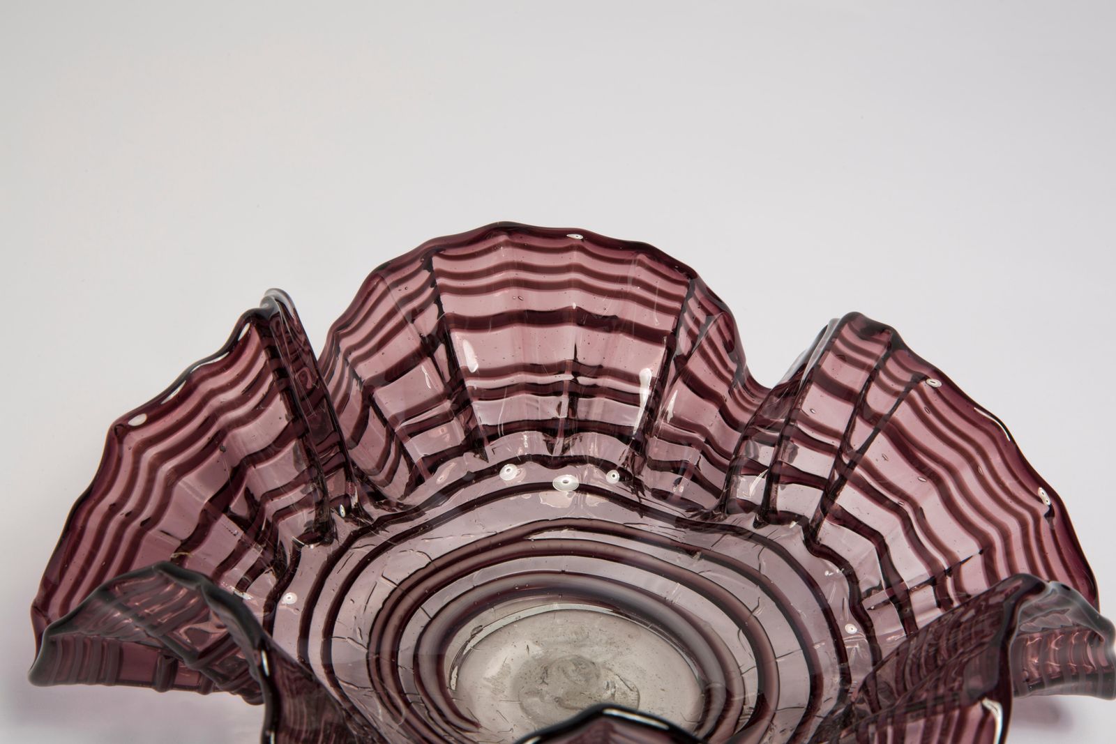 photo for sale Mid Century Purple Vase Artistic Bowl Candlestick With Frill, Europe, 1960s