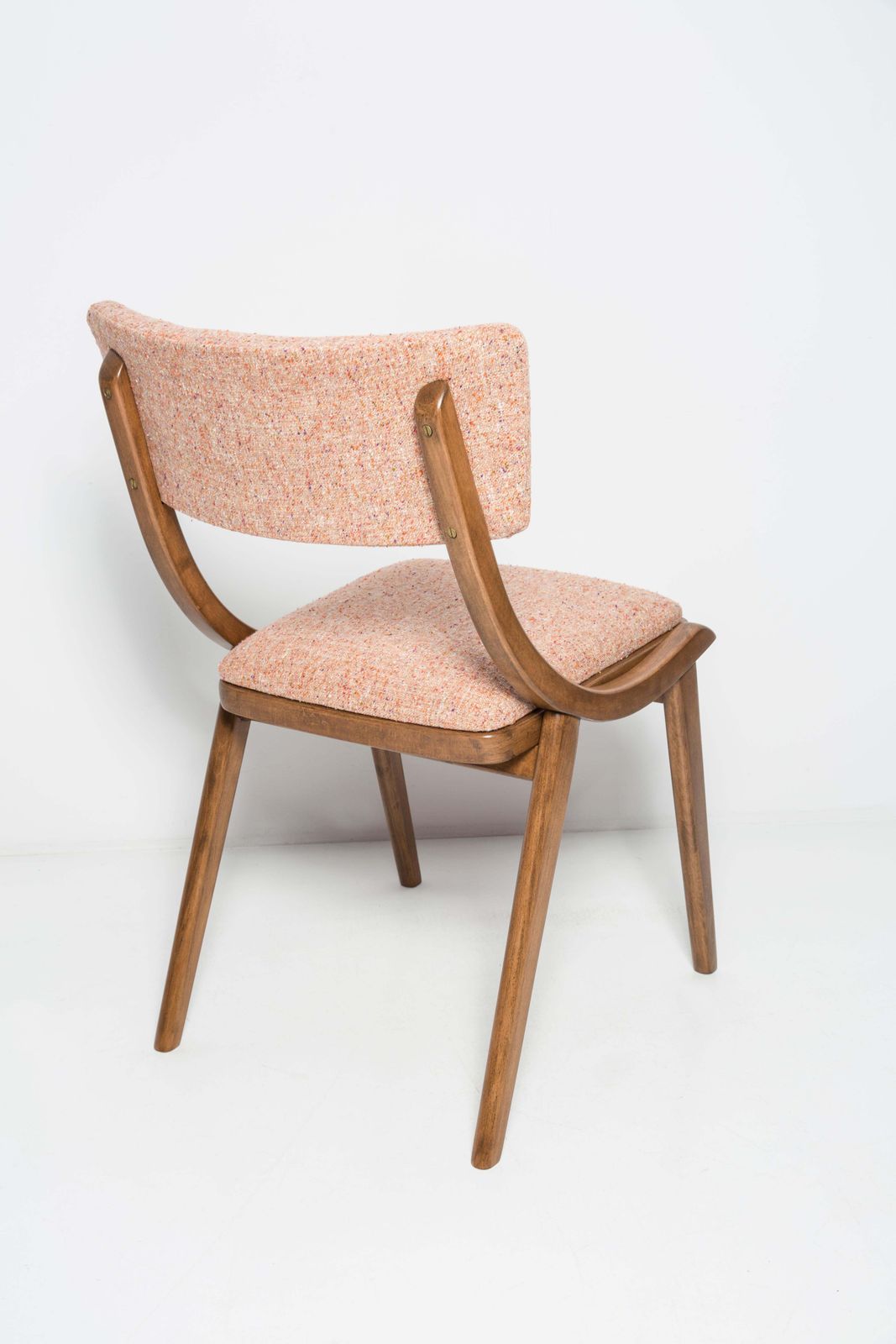 Mid Century Modern Bumerang Chair, Peach Orange Wool, Poland, 1960s photo Furniture