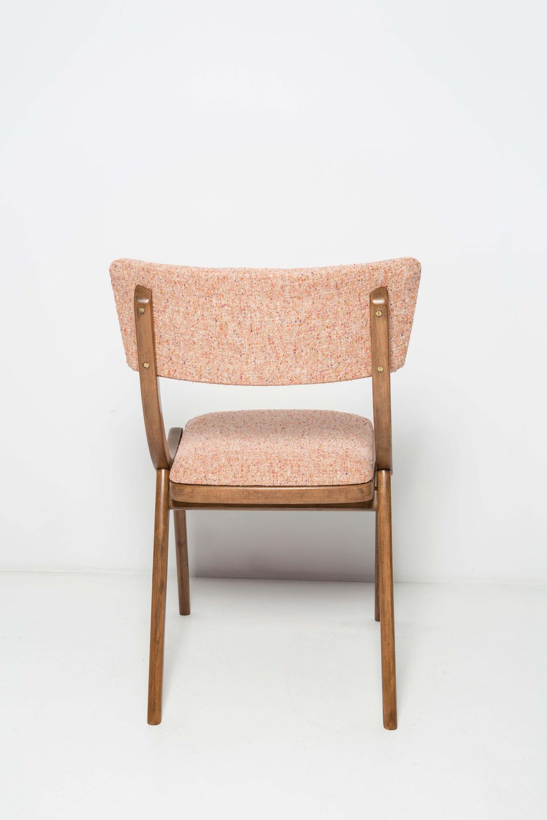 Mid Century Modern Bumerang Chair, Peach Orange Wool, Poland, 1960s photo 510.0