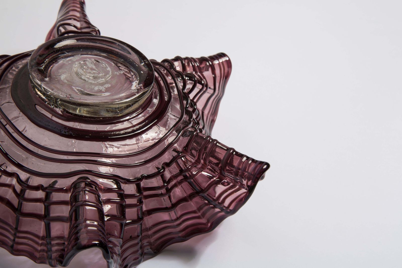 photo buy Mid Century Purple Vase Artistic Bowl Candlestick With Frill, Europe, 1960s