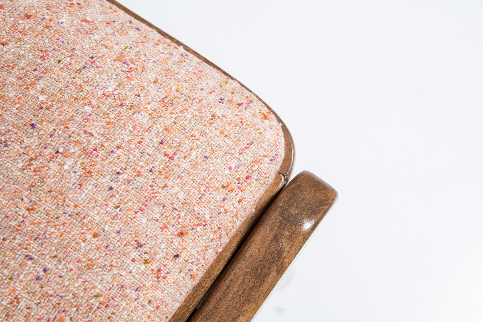 photo furniture Mid Century Modern Bumerang Chair, Perzik Oranje Wol, Polen, Jaren 1960