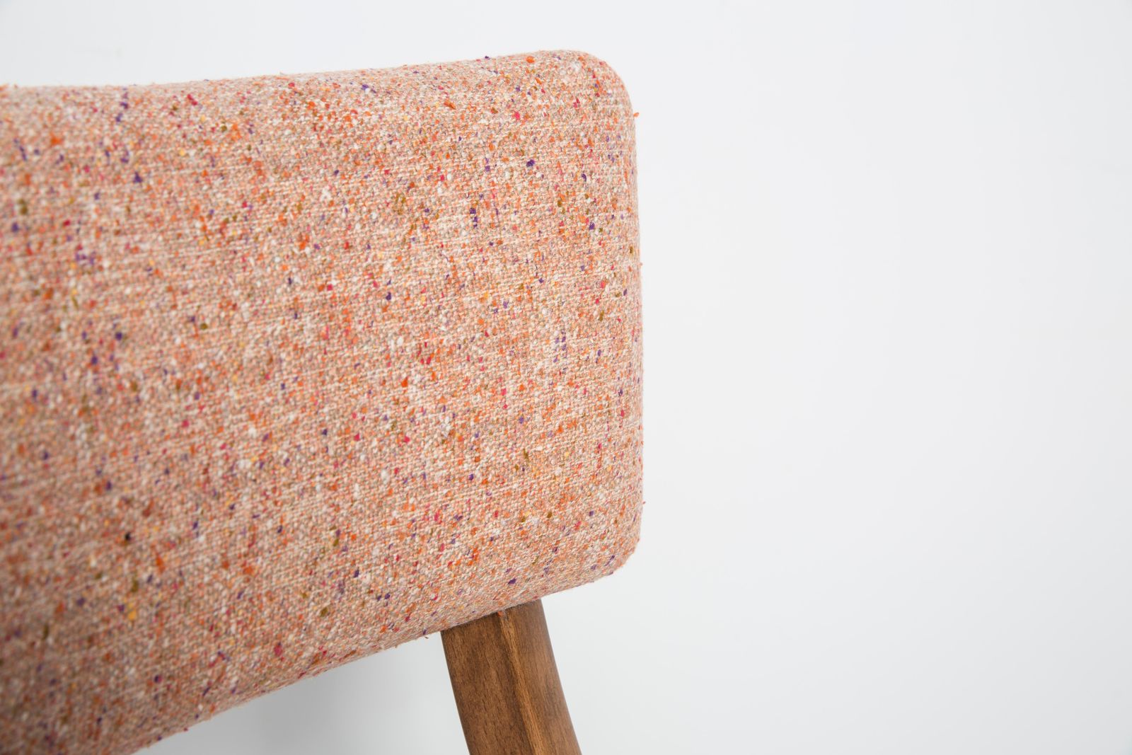 photo for sale Mid Century Modern Bumerang Chair, Peach Orange Wool, Poland, 1960s