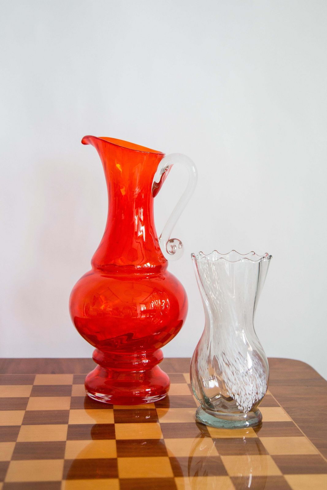 Mid Century Vintage White And Transparent Artistic Glass Vase, Europe, 1970s photo 136.0