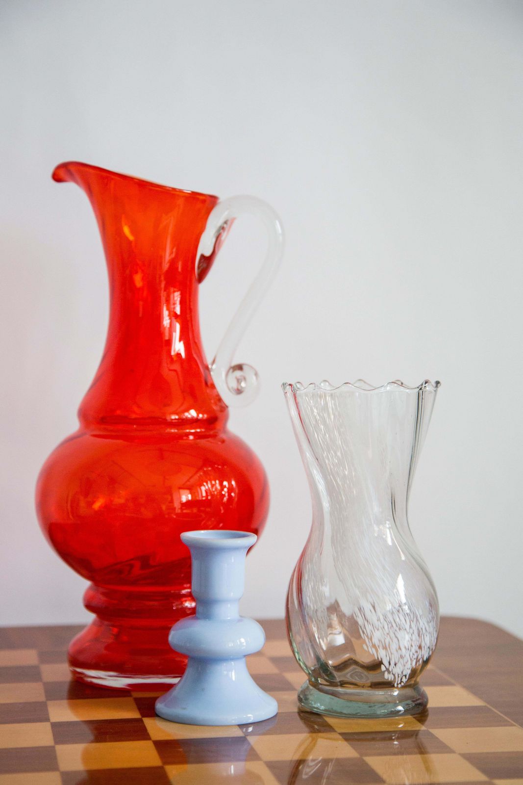 Mid Century Vintage White And Transparent Artistic Glass Vase, Europe, 1970s photo vinterior