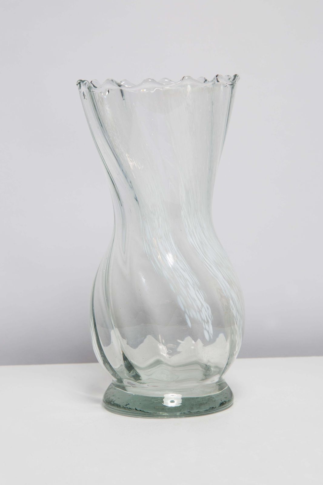 Home Decor Mid Century Vintage White And Transparent Artistic Glass Vase, Europe, 1970s photo