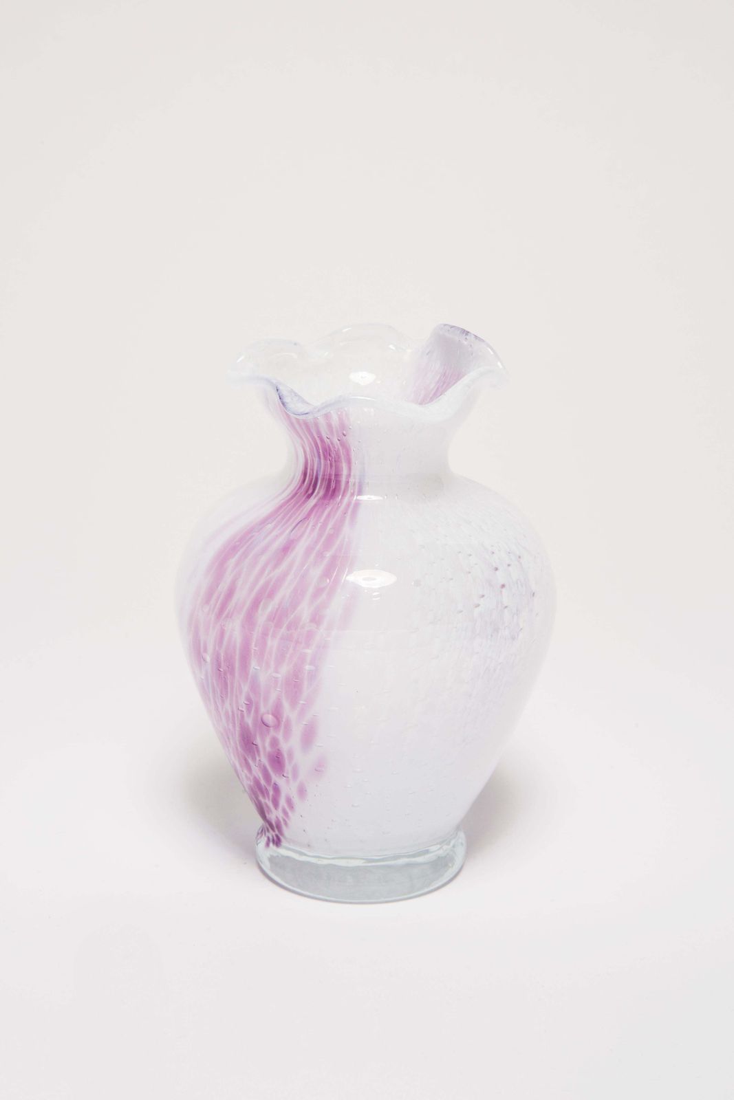 photo furniture Mid Century Vintage White And Purple Small Murano Vase, Italy, 1960s