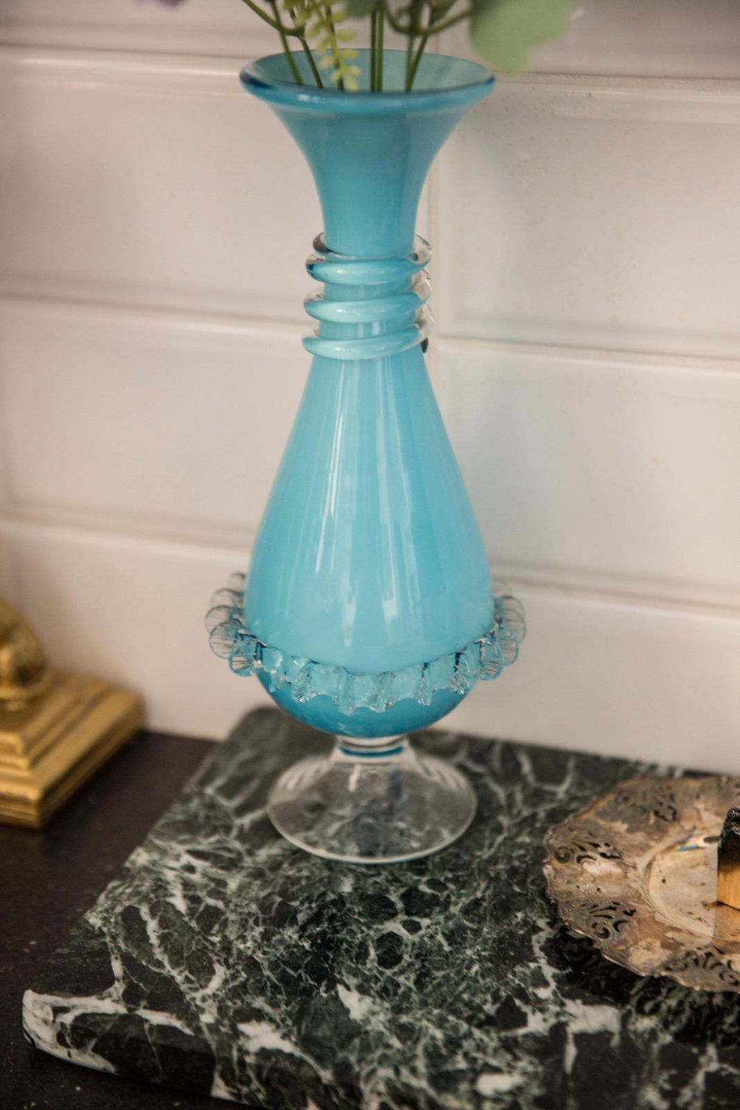 Medium Mid Century Baby Blue Vase With Frill, Europe, 1960s photo 128.0