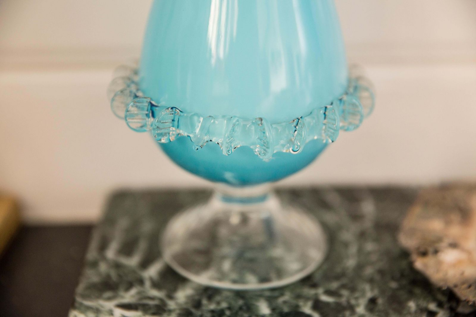 Medium Mid Century Baby Blue Vase With Frill, Europe, 1960s photo vinterior