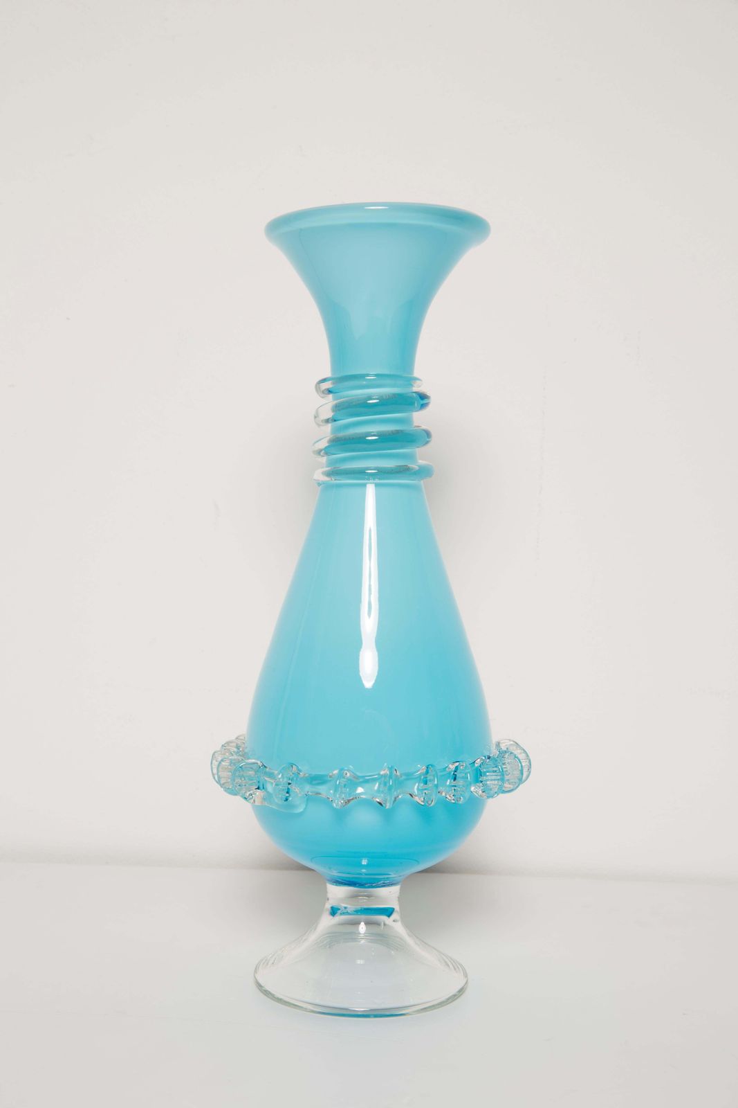 Medium Mid Century Baby Blue Vase With Frill, Europe, 1960s photo vintage