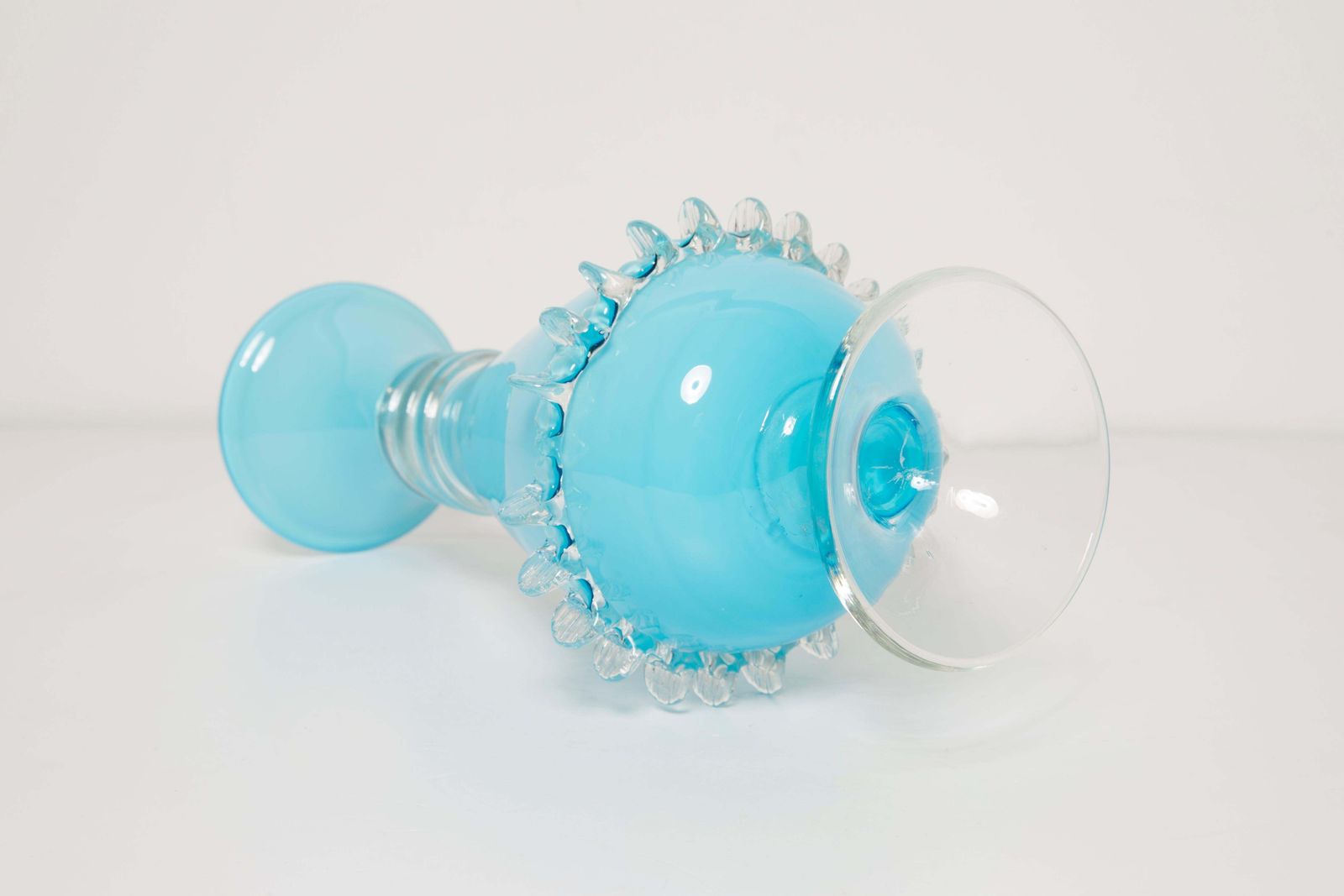 128.0 Medium Mid Century Baby Blue Vase With Frill, Europe, 1960s photo