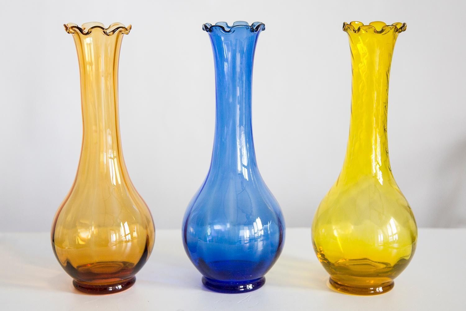 Mid Century Vintage Yellow Artistic Glass Vase, Europe, 1970s photo for sale