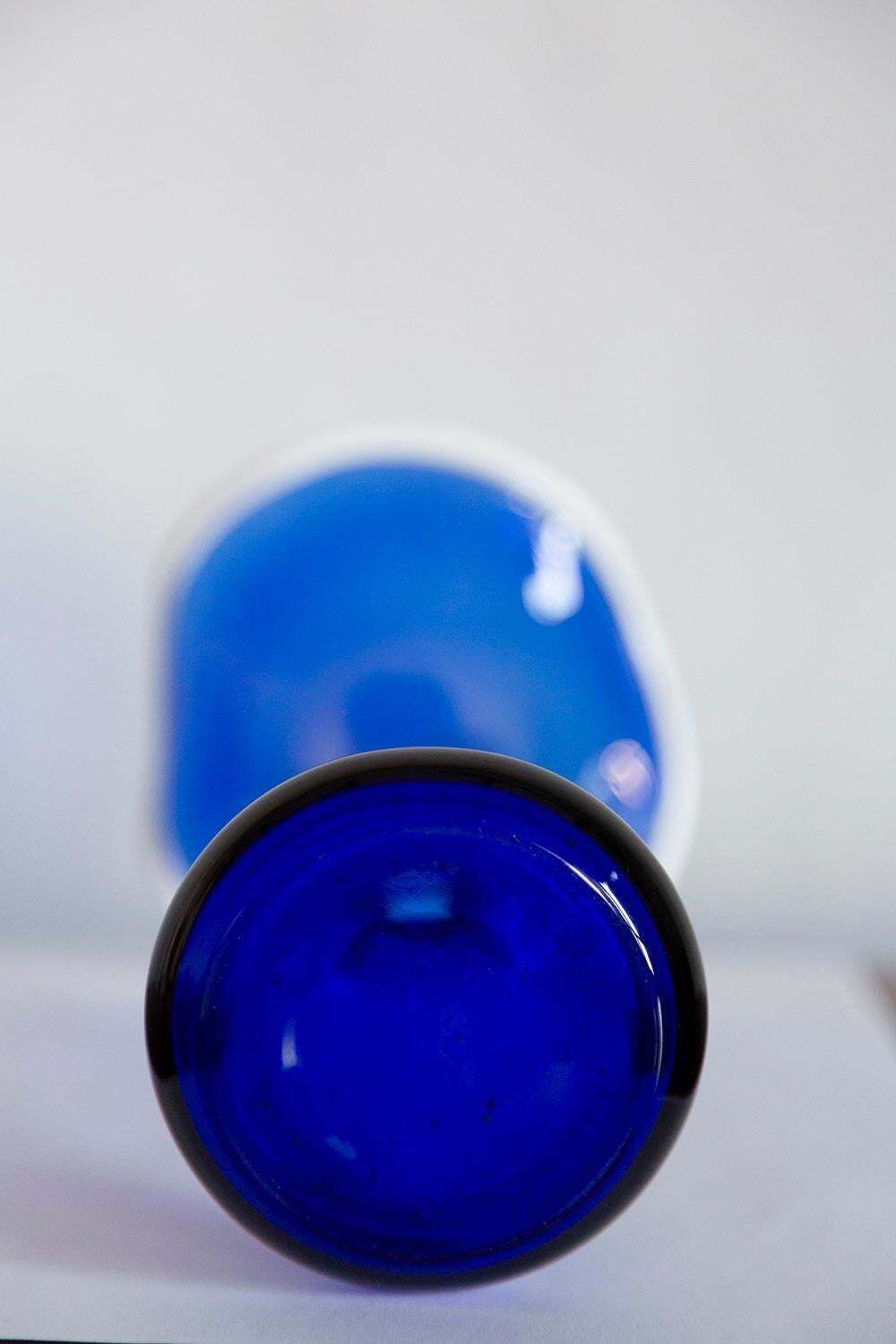 photo for sale Mid Century Vintage Dark Blue And White Vase, Europe, 1980s