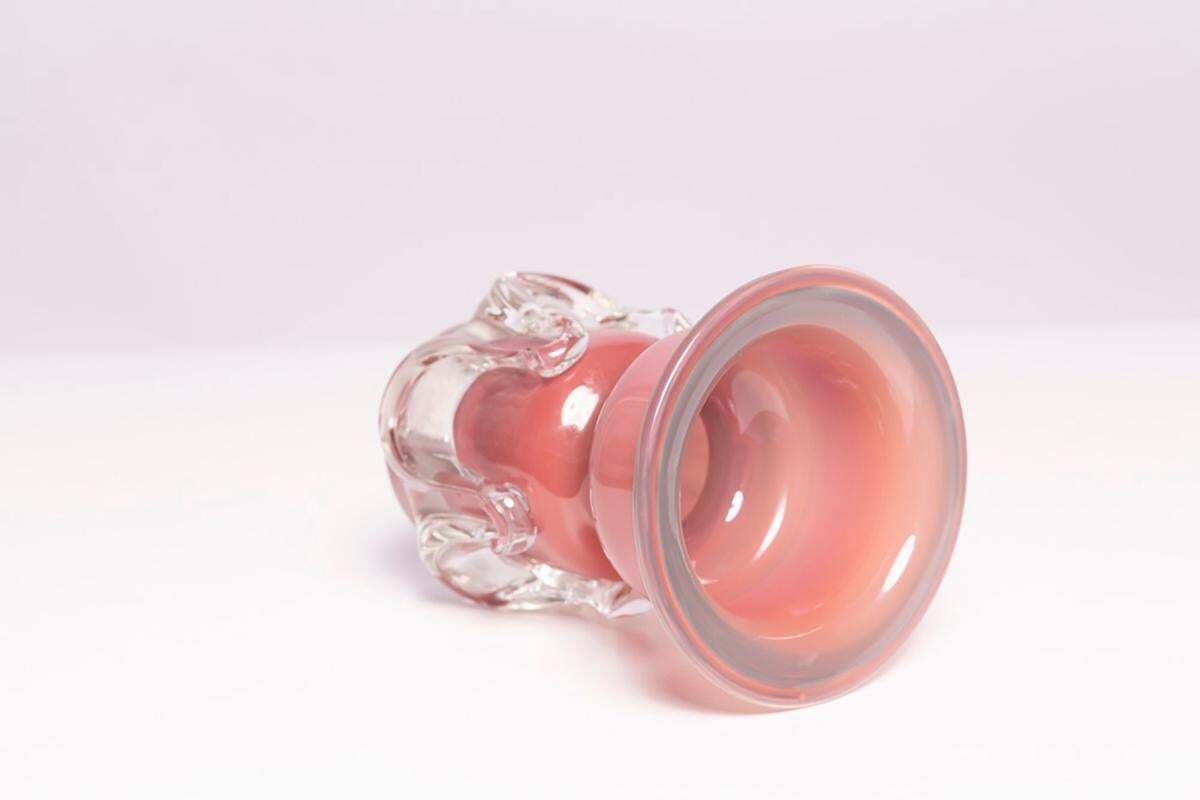 Mid Century Vintage Artistic Glass Pink Purple Vase, Tarnowiec, Europe, 1970s photo vintage