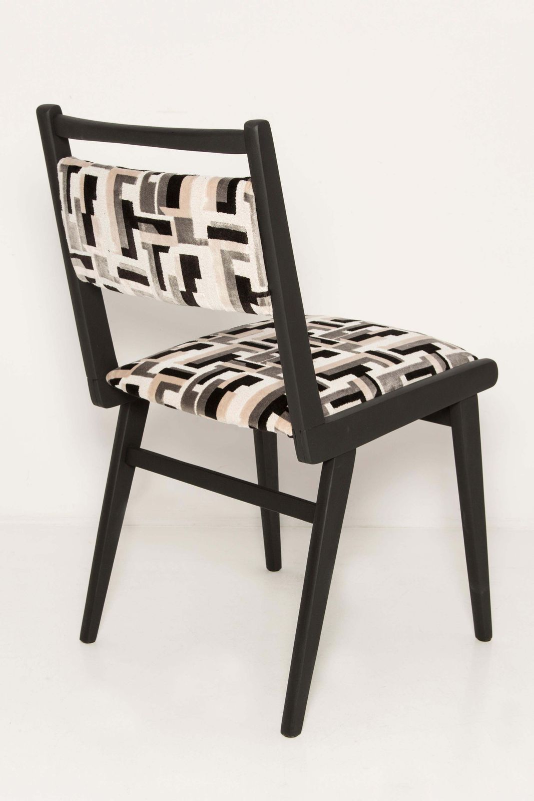 Mid Century Black And White Velvet Jar Chair, Poland, Europe, 1960s. photo 595.0