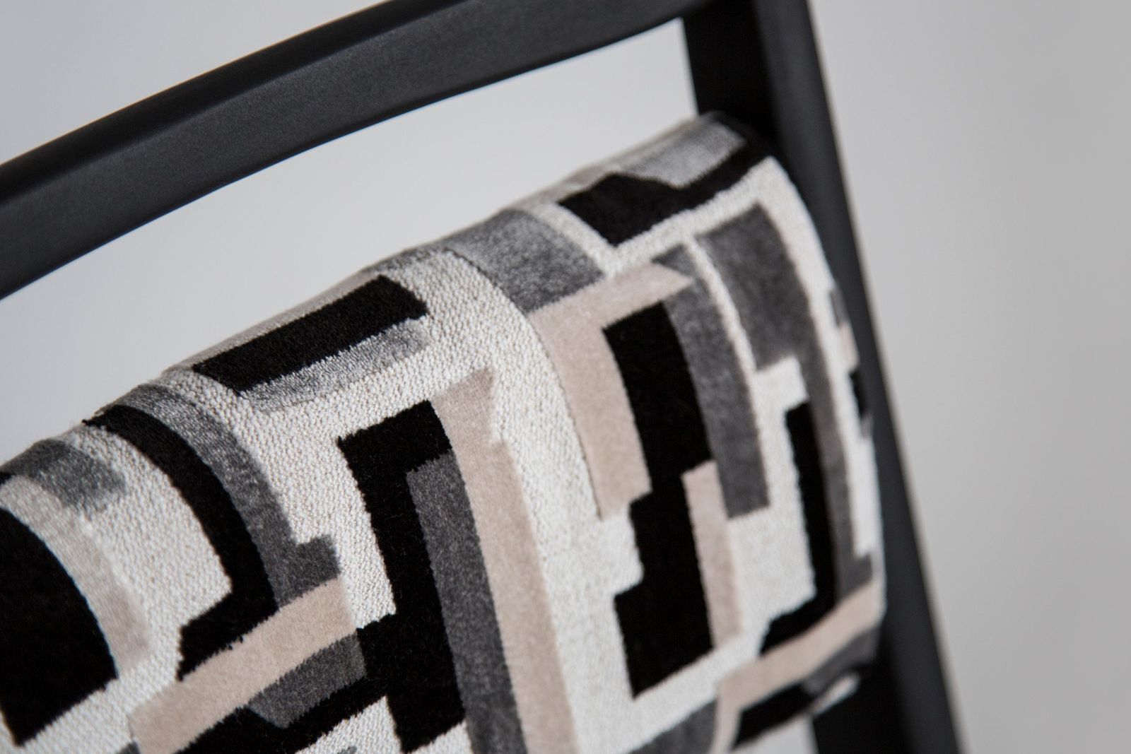 photo for sale Mid Century Black And White Velvet Jar Chair, Poland, Europe, 1960s.