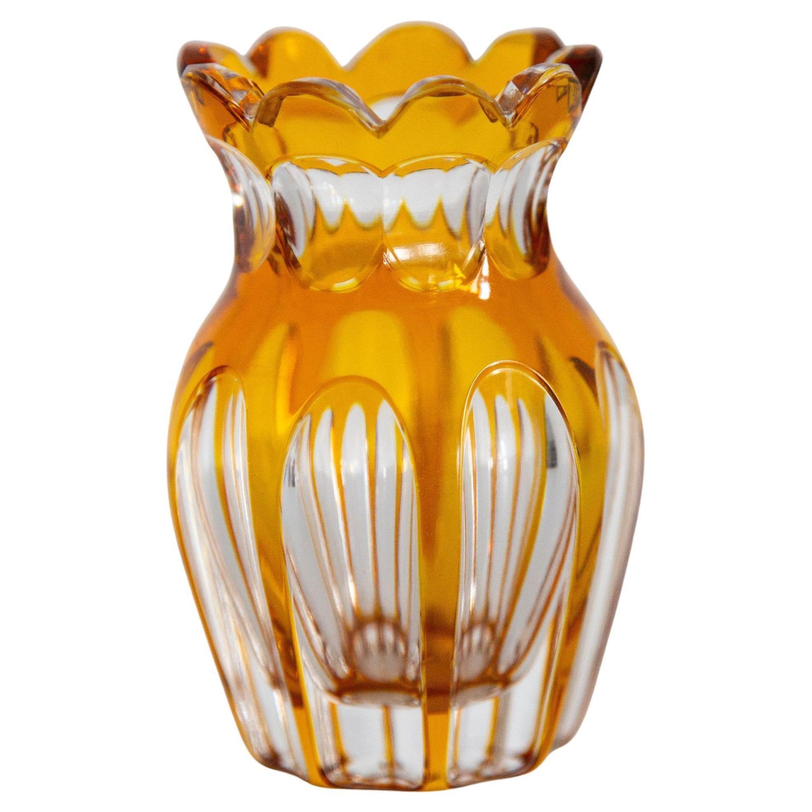 Mid Century Vintage Small Yellow Crystal Vase, Europe, 1960s