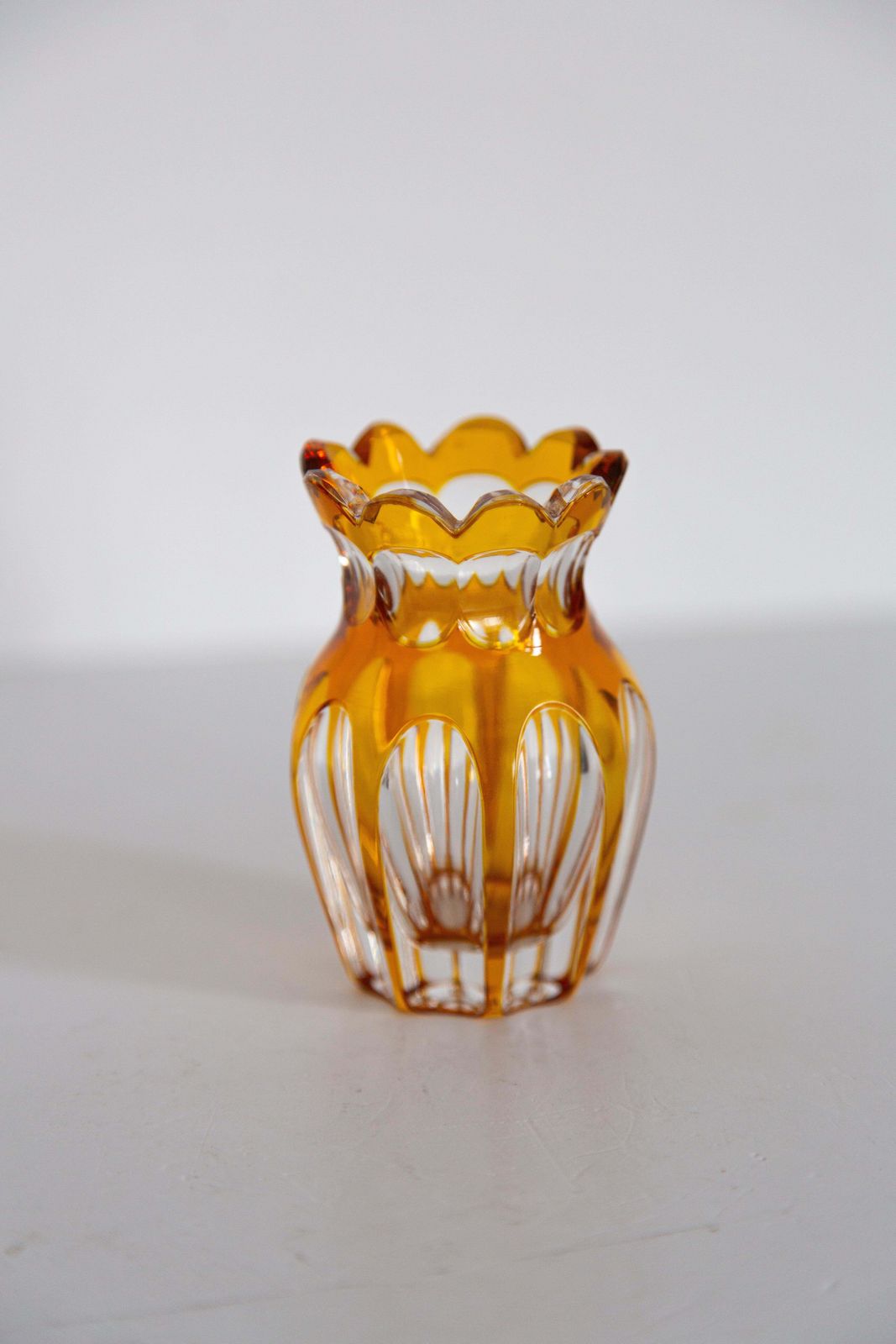 Mid Century Vintage Small Yellow Crystal Vase, Europe, 1960s photo Home Decor