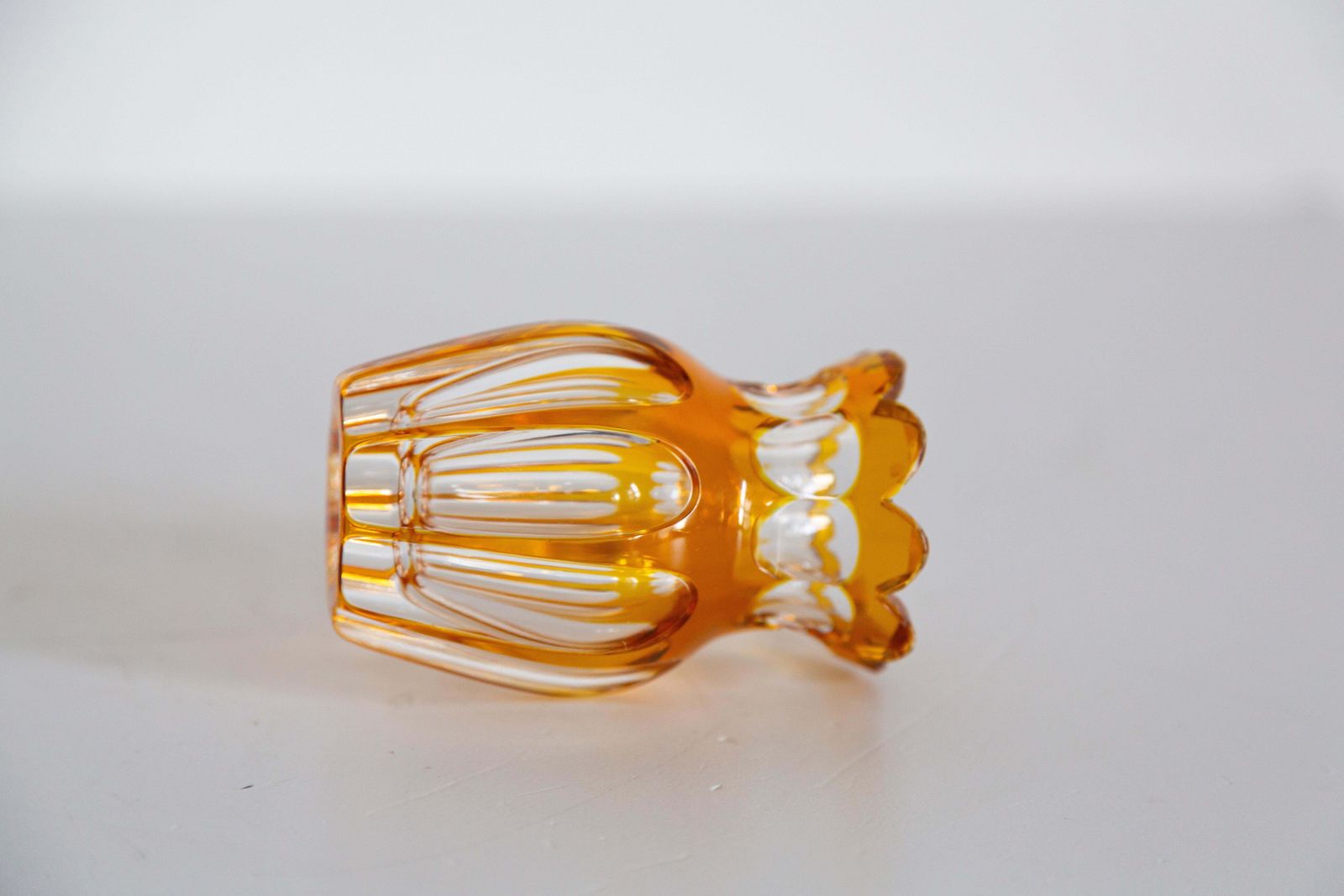 Mid Century Vintage Small Yellow Crystal Vase, Europe, 1960s photo vinterior