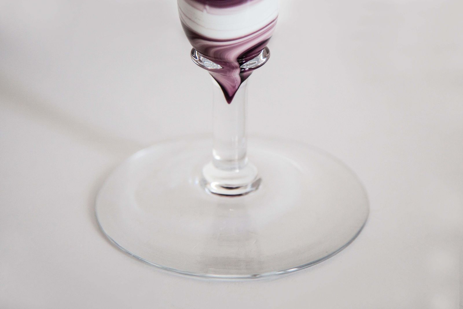 photo furniture Mid Century White And Purple Small Artistic Glass Candlestick, Europe, 1970s